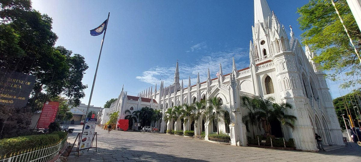 The white spires of San Thome Basilica, Chennai