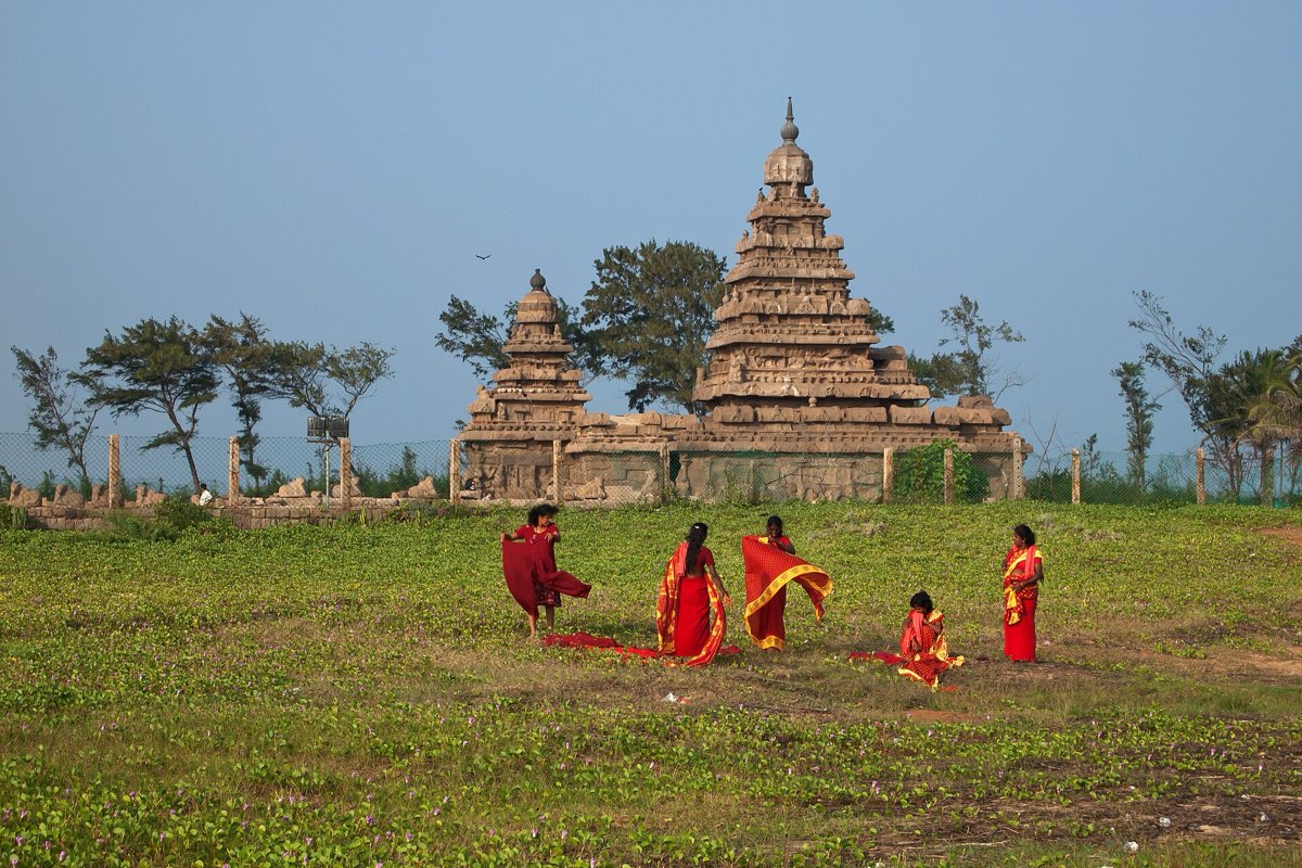 The Shore Temple at Mahabalipuram against the sea