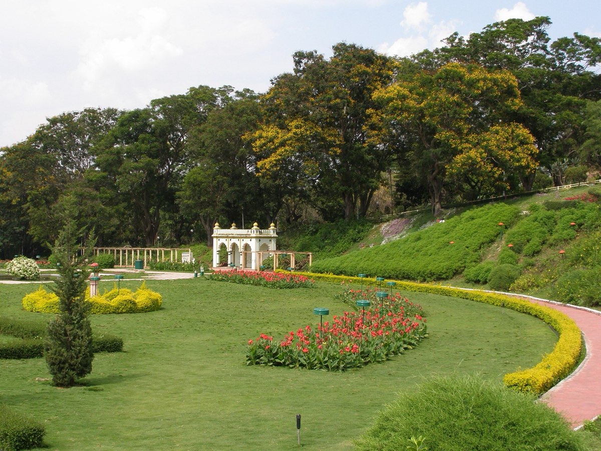 Terraced lawns and fountains at Brindavan Gardens