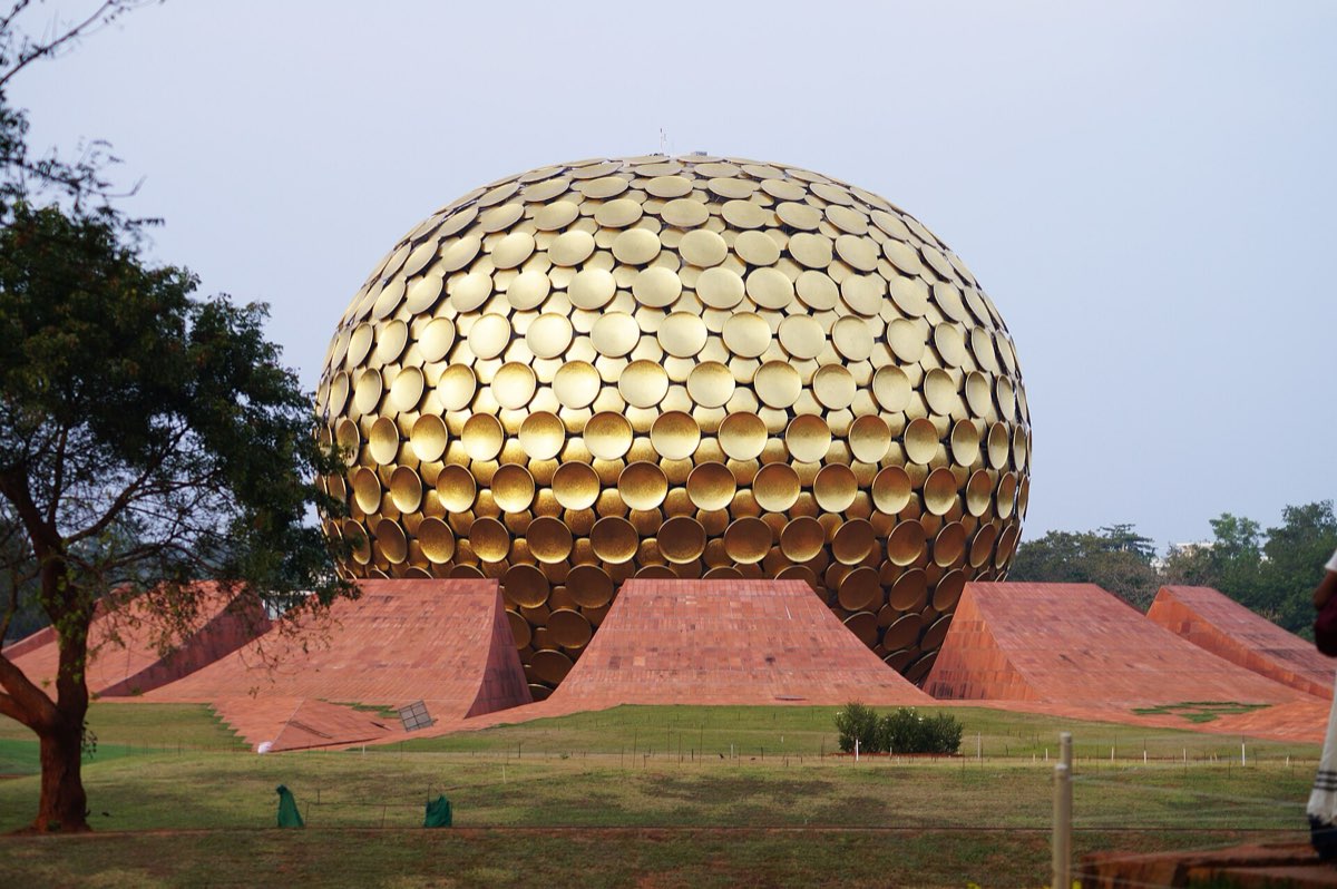 The golden sphere of the Matrimandir at Auroville