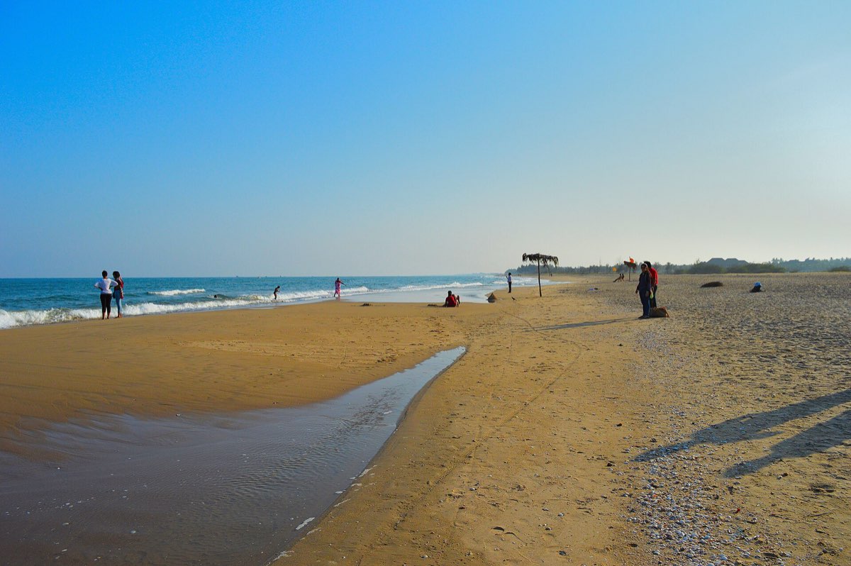 The sand spit of Paradise Beach, Pondicherry