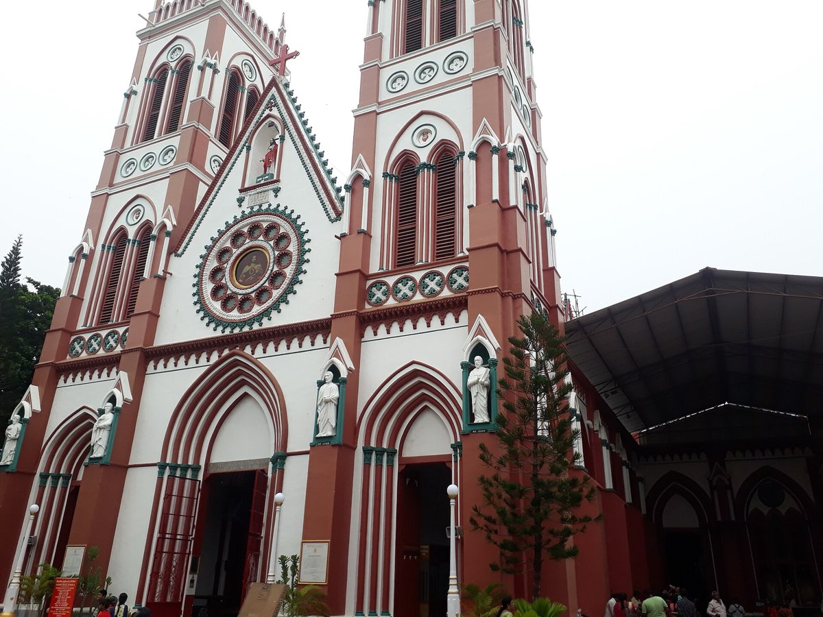 The facade of the Basilica of the Sacred Heart, Pondicherry