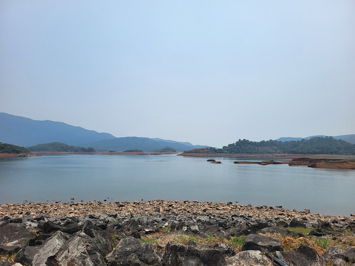 Islands in the Banasura Sagar reservoir seen from the dam