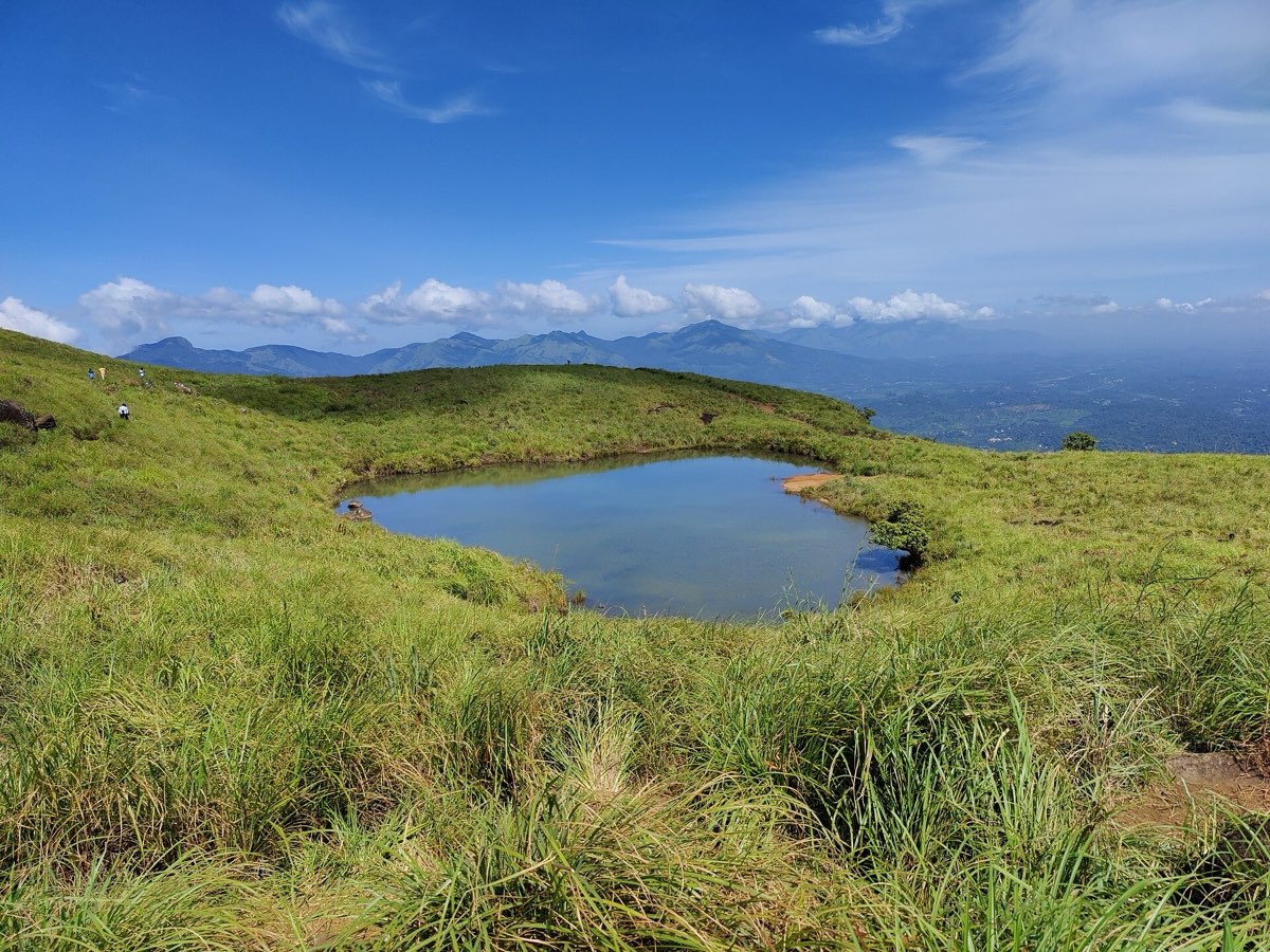 The heart-shaped lake on the Chembra Peak trek
