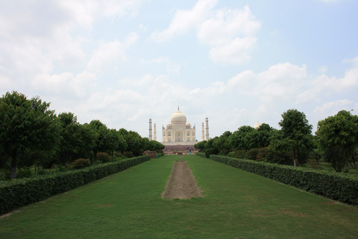 View of the Taj Mahal from Mehtab Bagh gardens
