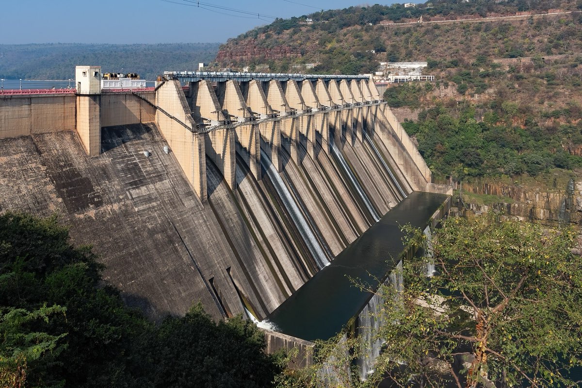 Srisailam Dam across the Krishna river