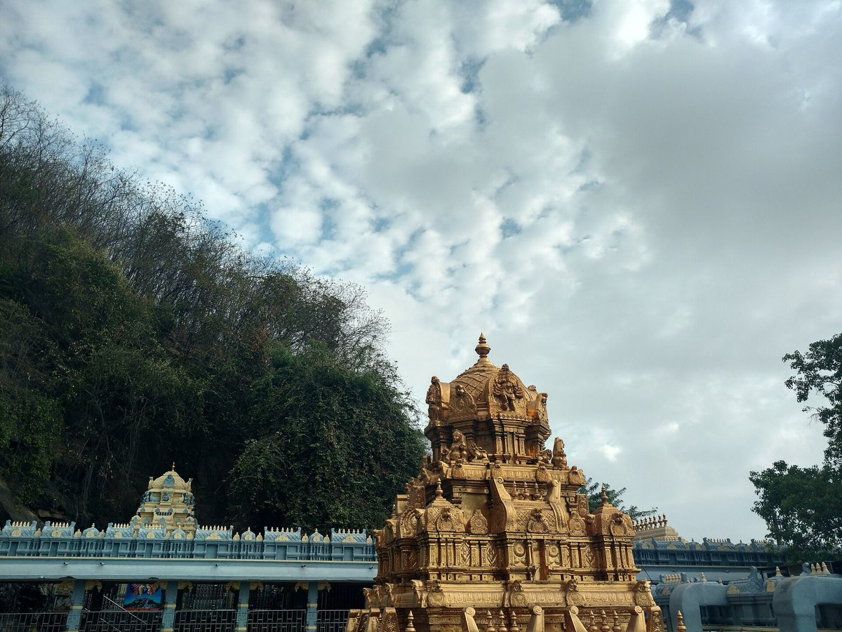 The golden vimana of the Kanaka Durga temple on Indrakeeladri, Vijayawada